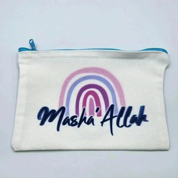 Mashallah Canvas Zipper Pencil Bag Makeup Bag Pouch Bag Handmade NWT - Picture 1 of 2